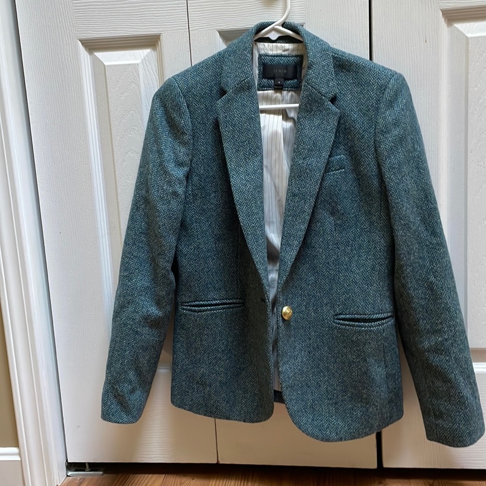 J.Crew Green Tweed Blazer